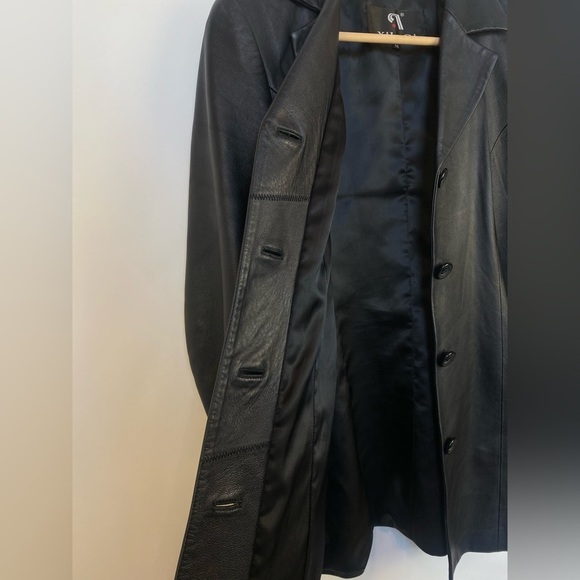 Yiluqi Vintage Black Blazer Leather Jacket Lapels Pockets Size Medium - Picture 10 of 14